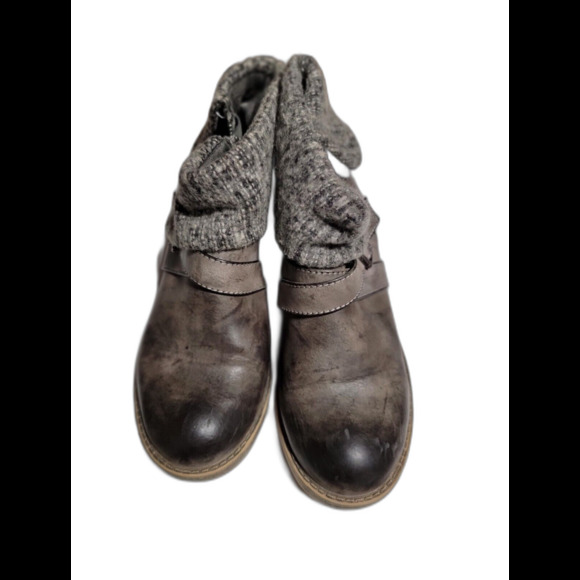 Rocket Dog Boots Women Gray Bentley Sweater Cuff Zip Ankle Boots  Sz 8 Weathered - Picture 1 of 5